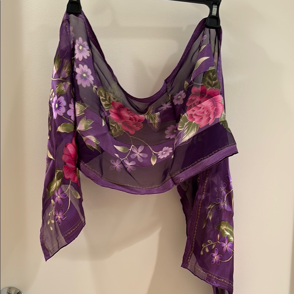 Floral Purple Sheer Scarf